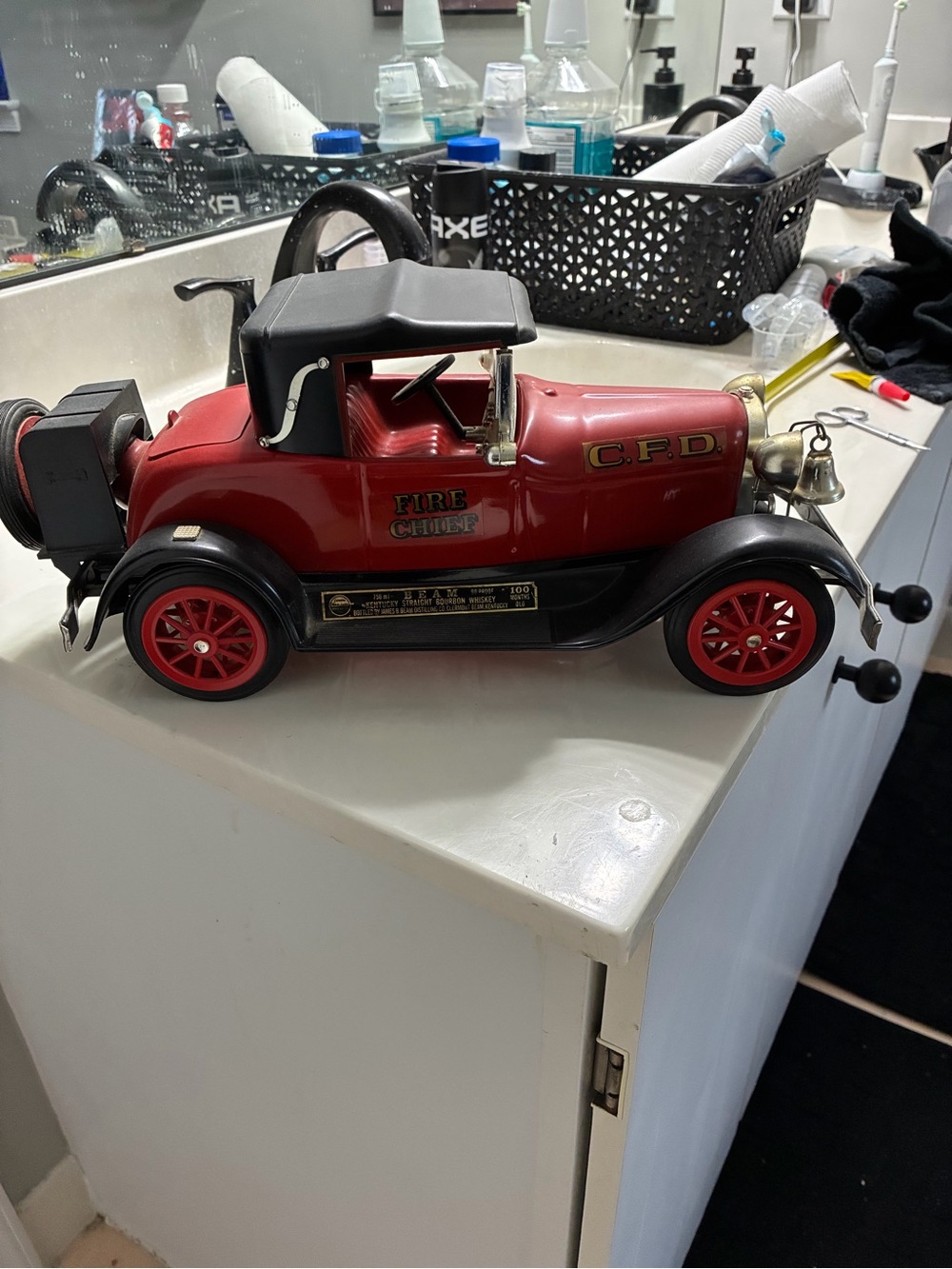 Vintage 1980 Jim Beam 1928 Ford Model A "Fire Chief" Car Whiskey Decanter.
